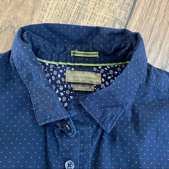 Denim & Flower all over polka dot print casual button down shirt - Picture 4 of 4